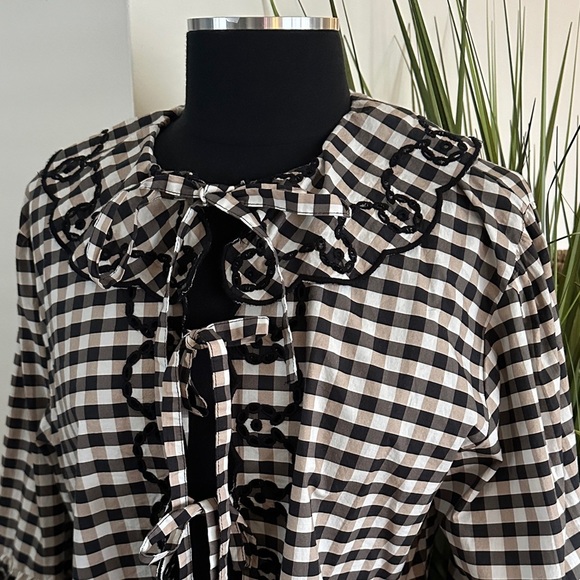 Anthropologie Maeve Long Sleeve Scallop Tie-Front Blouse One Size - Picture 5 of 14